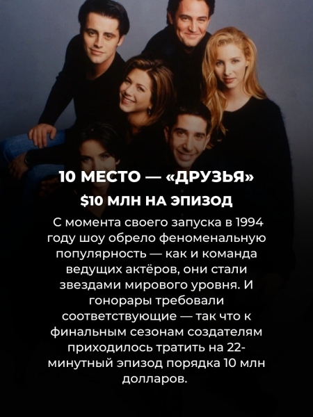 14 самых дорогих сериалов в истории (Игра престолов всего лишь на 6 месте)